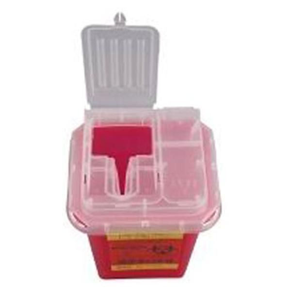 Container Sharps 1qt Plastic Red/Clear Ea